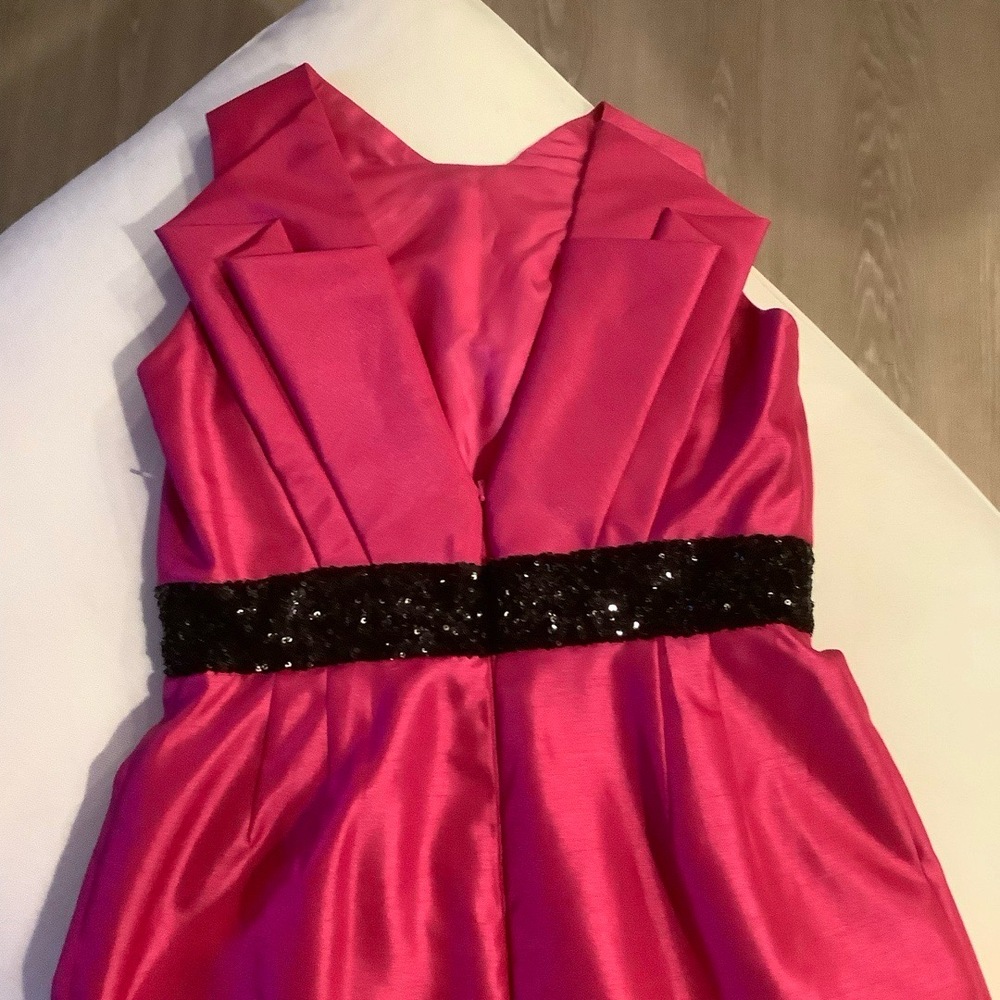 Love Carmen Hot Pink Black Sequins Dress Size 8 Valentine Party Cocktail Sparkle - Picture 3 of 6